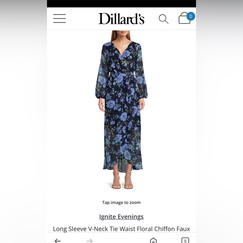 Ignite Evenings Navy Floral Maxi Dress 16W EUC